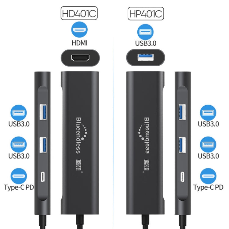 Blueendless 4 In 1 Multi-function Type-C / USB-C to HDMI + PD + Dual USB 3.0 HUB Expansion Dock - free shipping - PMC Jewellery - Order now!