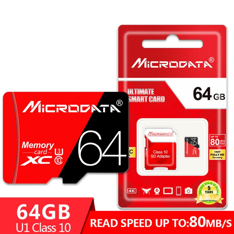 MICRODATA 64GB High Speed U3 Red and Black TF(Micro SD) Memory Card - free shipping - PMC TechLife - Order now!