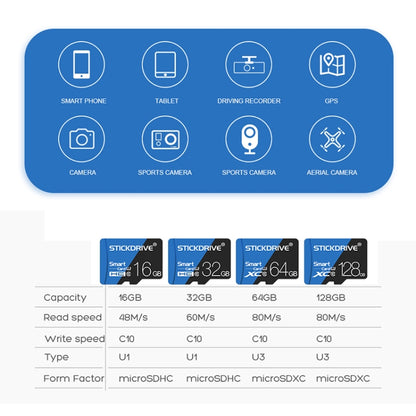 STICKDRIVE 128GB High Speed U3 Blue and Black TF(Micro SD) Memory Card - Micro SD Card by STICKDRIVE | Online Shopping South Africa | PMC Jewellery | Buy Now Pay Later Mobicred