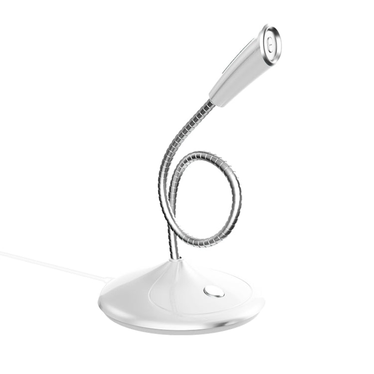 BK Desktop Gooseneck Adjustable USB Wired Audio Microphone, Built-in Sound Card, Compatible with PC / Mac for Live Broadcast, Show, KTV, etc.(White) - Microphone by PMC Jewellery | Online Shopping South Africa | PMC Jewellery | Buy Now Pay Later Mobicred