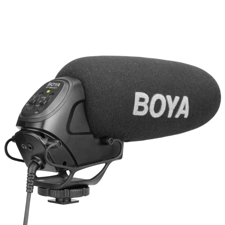 BOYA BY-BM3031 Shotgun Super-cardioid Condenser Broadcast Microphone with Windshield for Canon / Nikon / Sony DSLR Cameras(Black) - Camera Microphone by BOYA | Online Shopping South Africa | PMC Jewellery | Buy Now Pay Later Mobicred