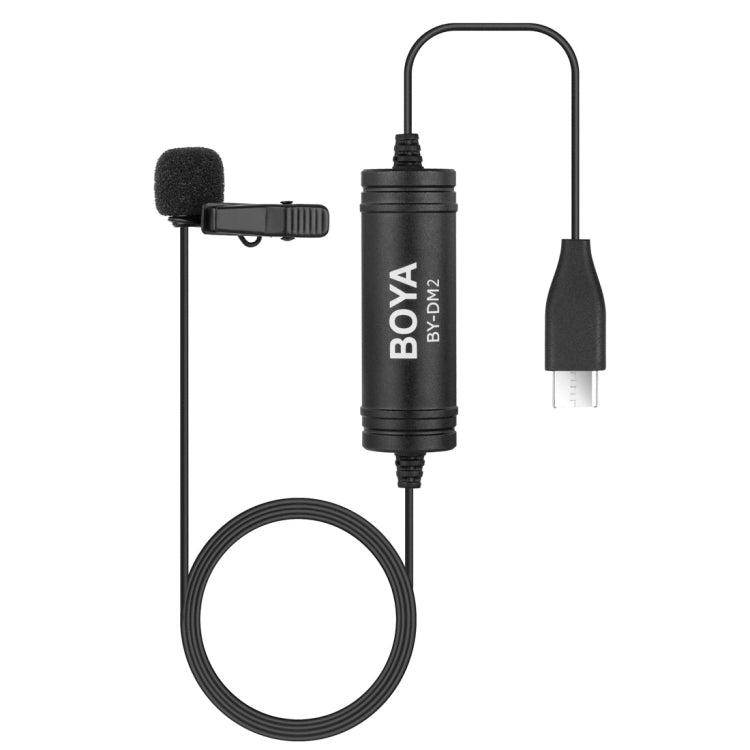 BOYA BY-DM2 USB-C / Type-C Broadcast Lavalier Condenser Microphone with Windscreen for Android Phones / Tablets (Black) - Camera Microphone by BOYA | Online Shopping South Africa | PMC Jewellery | Buy Now Pay Later Mobicred