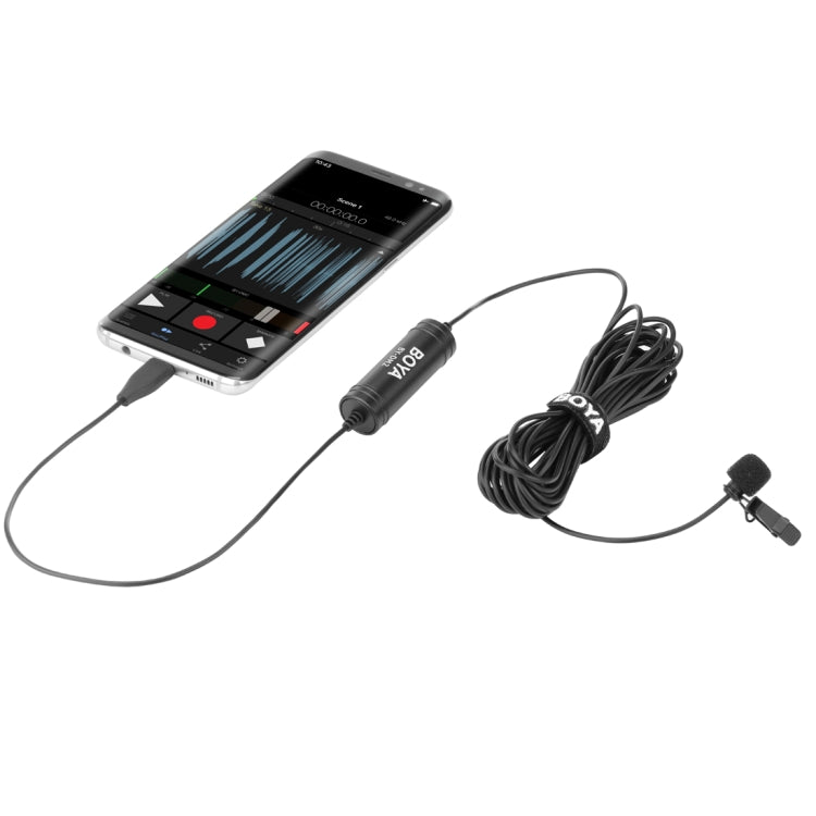 BOYA BY-DM2 USB-C / Type-C Broadcast Lavalier Condenser Microphone with Windscreen for Android Phones / Tablets (Black) - Camera Microphone by BOYA | Online Shopping South Africa | PMC Jewellery | Buy Now Pay Later Mobicred