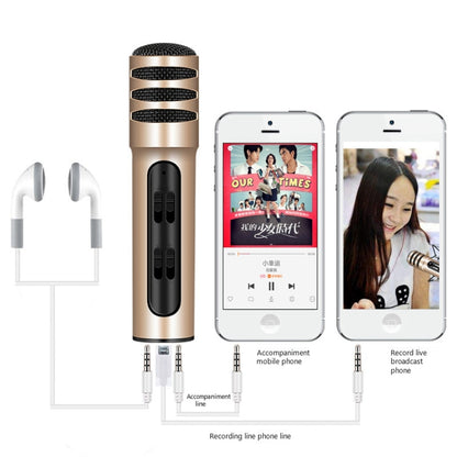 BGN-C7 Condenser Microphone Dual Mobile Phone Karaoke Live Singing Microphone Built-in Sound Card(Gold) - Microphone by PMC Jewellery | Online Shopping South Africa | PMC Jewellery | Buy Now Pay Later Mobicred