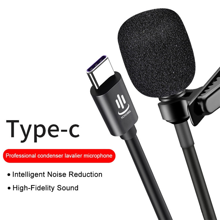 YICHUANG YC-LM10 USB-C / Type-C Intelligent Noise Reduction Condenser Lavalier Microphone, Cable Length: 1.5m - Microphone by YICHUANG | Online Shopping South Africa | PMC Jewellery | Buy Now Pay Later Mobicred