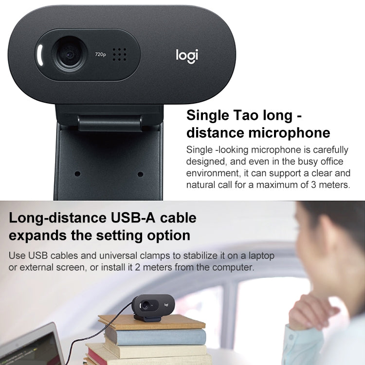 Logitech C505e USB 720P Web Camera with Microphone - HD Camera by Logitech | Online Shopping South Africa | PMC Jewellery | Buy Now Pay Later Mobicred