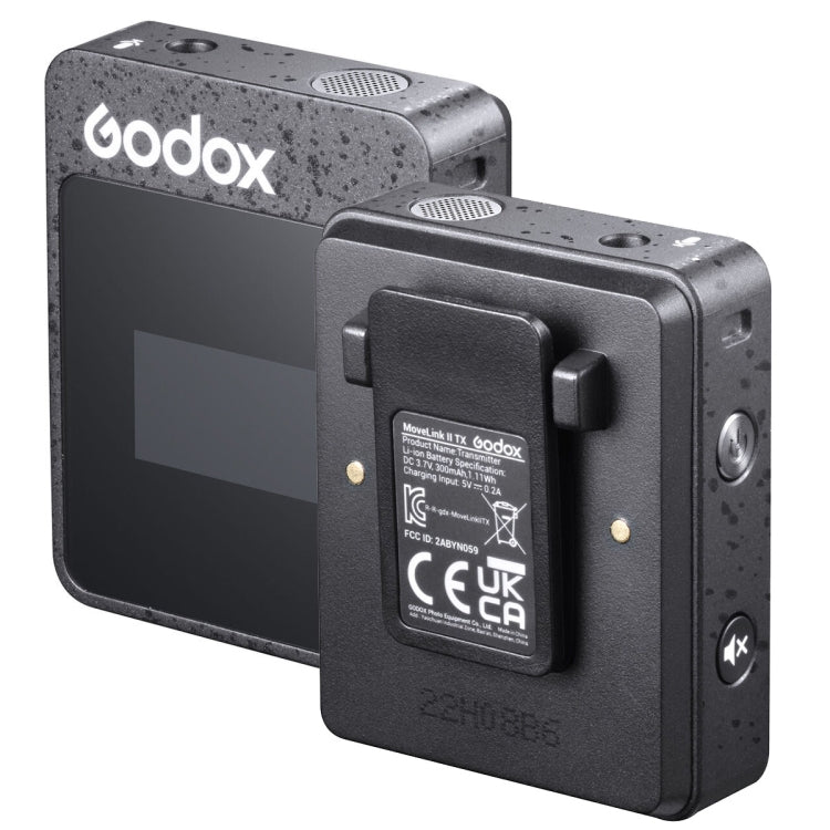 Godox MoveLink II M1 Wireless Lavalier Microphone System with Transmitters and Receiver for DSLR Cameras and Camcorders (Black) - Camera Microphone by Godox | Online Shopping South Africa | PMC Jewellery | Buy Now Pay Later Mobicred