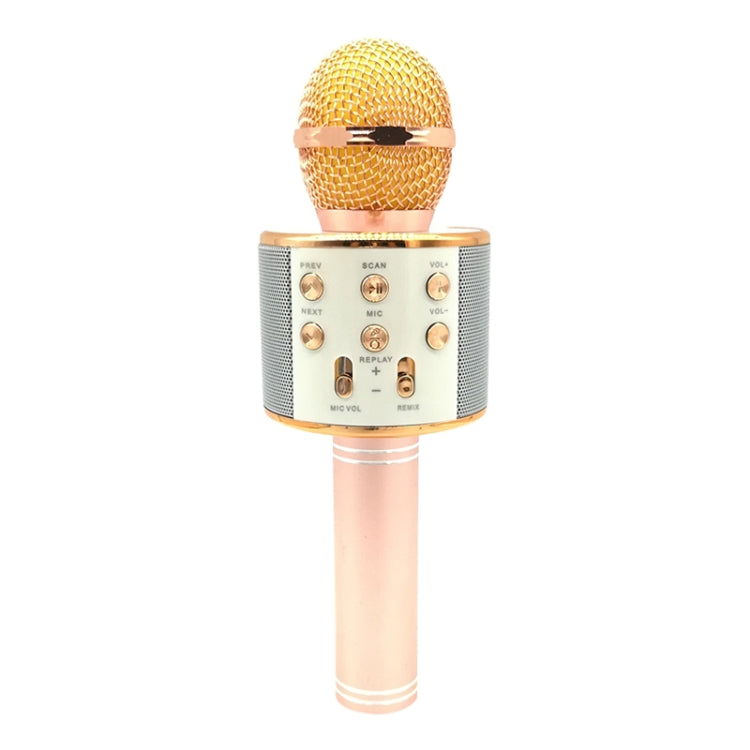 WS-858 Metal High Sound Quality Handheld KTV Karaoke Recording Bluetooth Wireless Microphone, for Notebook, PC, Speaker, Headphone, iPad, iPhone, Galaxy, Huawei, Xiaomi, LG, HTC and Other Smart Phones(Rose Gold) - Microphone by PMC Jewellery | Online Shopping South Africa | PMC Jewellery | Buy Now Pay Later Mobicred