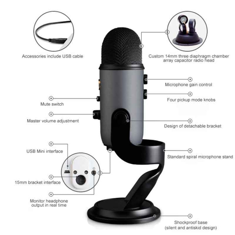 Logitech Blue Yeti USB Condenser Microphone(Blue) - Microphone by Logitech | Online Shopping South Africa | PMC TechLife | Buy Now Pay Later Mobicred