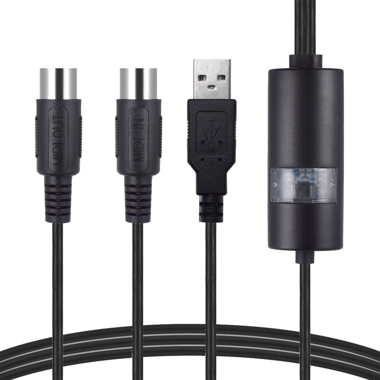 WERSI UM-18 USB MIDI Cable MidiPort Midi Cable Electric Piano Electronic Drum Music Editing Line, Length: 2m(Black) - Instrument Audio Cables by PMC Jewellery | Online Shopping South Africa | PMC Jewellery | Buy Now Pay Later Mobicred