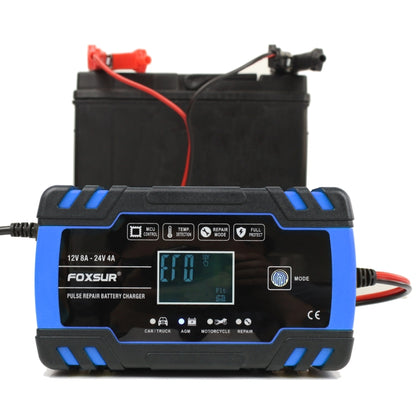 FOXSUR 12V-24V Car Motorcycle Truck Repair Battery Charger AGM Charger, US Plug (Blue) - Battery Charger by FOXSUR | Online Shopping South Africa | PMC Jewellery | Buy Now Pay Later Mobicred