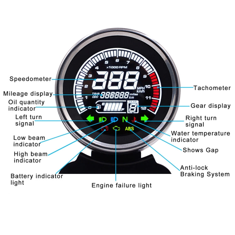 Universal Motorcycle Modified Multi-functional LED Digital Meter Indicator Light Tachometer Odometer Speedometer Oil Meter - Others by PMC Jewellery | Online Shopping South Africa | PMC Jewellery | Buy Now Pay Later Mobicred