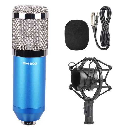 BM-800 3.5mm Studio Recording Wired Condenser Sound Microphone with Shock Mount, Compatible with PC / Mac for Live Broadcast Show, KTV, etc.(Blue) - Microphone by PMC Jewellery | Online Shopping South Africa | PMC Jewellery | Buy Now Pay Later Mobicred