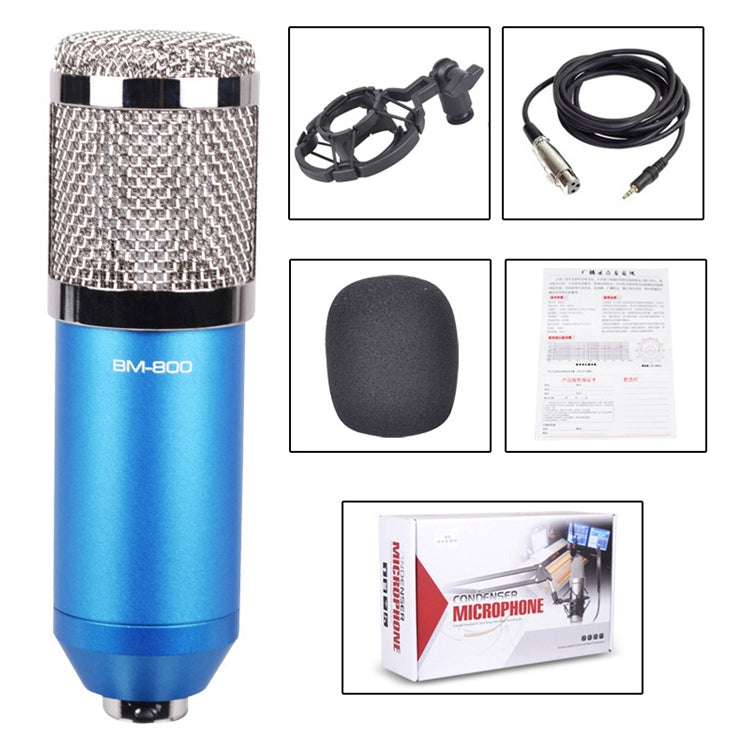 BM-800 3.5mm Studio Recording Wired Condenser Sound Microphone with Shock Mount, Compatible with PC / Mac for Live Broadcast Show, KTV, etc.(Blue) - Microphone by PMC Jewellery | Online Shopping South Africa | PMC Jewellery | Buy Now Pay Later Mobicred