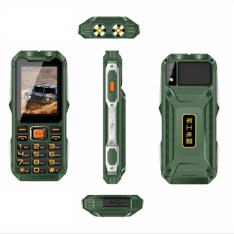 Q8-1 Triple Proofing Elder Phone, 16800mAh Battery, 2.4 inch, 21 Keys, Bluetooth, LED Flashlight, FM, SOS, Dual SIM, Network: 4G (Green) - Others by PMC Jewellery | Online Shopping South Africa | PMC Jewellery | Buy Now Pay Later Mobicred