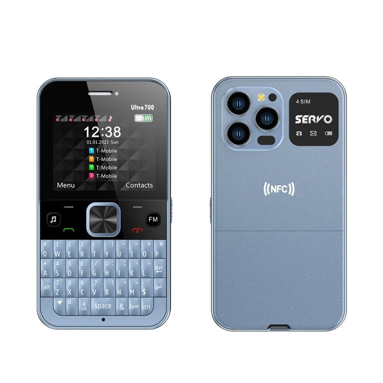 SERVO U700, 2.4 inch, MTK6261D, 58 Full Keyboards, Support Bluetooth, FM, NFC, Quick Dial, Flashlight, GSM, Quad SIM (Blue) - SERVO by SERVO | Online Shopping South Africa | PMC Jewellery | Buy Now Pay Later Mobicred