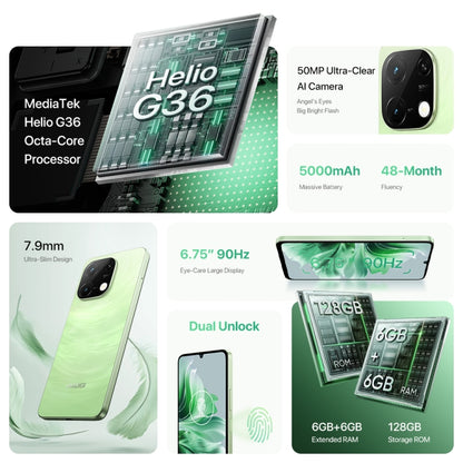 [HK Warehouse] UMIDIGI G9C, 6GB+128GB, Face ID & Side Fingerprint Identification, 6.75 inch Android 14 MediaTek Helio G36 Octa Core, Network: 4G (Galaxy Black) - UMIDIGI by UMIDIGI | Online Shopping South Africa | PMC Jewellery | Buy Now Pay Later Mobicred