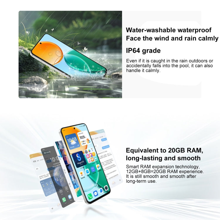 Honor Play9T 5G, 12GB+256GB, 6.77 inch MagicOS 8.0 Qualcomm Snapdragon 4 Gen2 Octa Core up to 2.2GHz, Network: 5G, OTG, Not Support Google Play (White) - free shipping - PMC Jewellery - Order now!