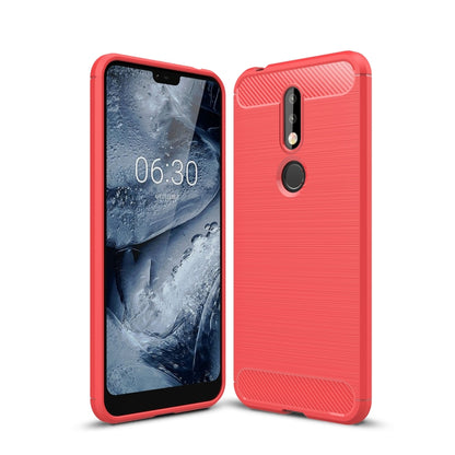 Brushed Texture Carbon Fiber Soft TPU Case for Nokia 7.1(Red) - Nokia Cases by PMC Jewellery | Online Shopping South Africa | PMC Jewellery | Buy Now Pay Later Mobicred