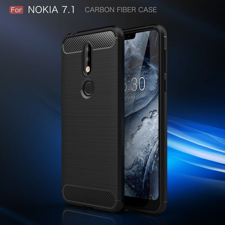 Brushed Texture Carbon Fiber Soft TPU Case for Nokia 7.1(Red) - Nokia Cases by PMC Jewellery | Online Shopping South Africa | PMC Jewellery | Buy Now Pay Later Mobicred