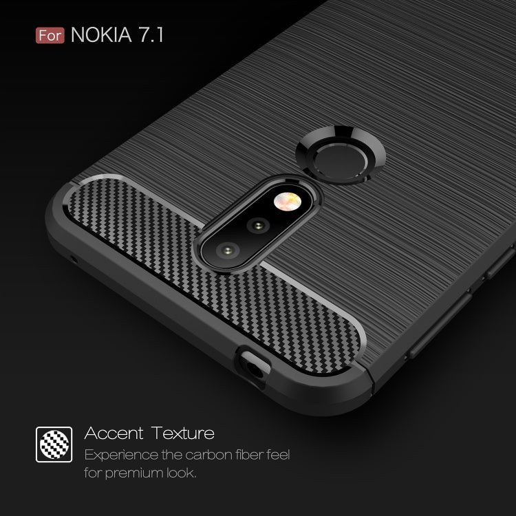 Brushed Texture Carbon Fiber Soft TPU Case for Nokia 7.1(Red) - Nokia Cases by PMC Jewellery | Online Shopping South Africa | PMC Jewellery | Buy Now Pay Later Mobicred