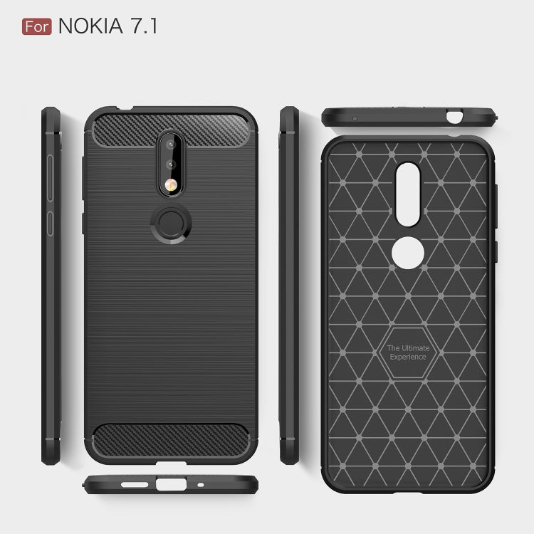 Brushed Texture Carbon Fiber Soft TPU Case for Nokia 7.1(Red) - Nokia Cases by PMC Jewellery | Online Shopping South Africa | PMC Jewellery | Buy Now Pay Later Mobicred