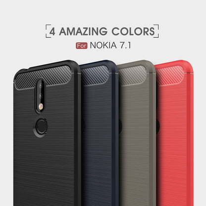 Brushed Texture Carbon Fiber Soft TPU Case for Nokia 7.1(Red) - Nokia Cases by PMC Jewellery | Online Shopping South Africa | PMC Jewellery | Buy Now Pay Later Mobicred