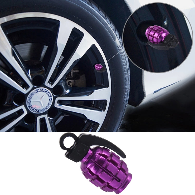 4 PCS Universal Grenade Shaped Car Tire Valve Caps(Purple) - Tire Valve Caps by PMC Jewellery | Online Shopping South Africa | PMC Jewellery