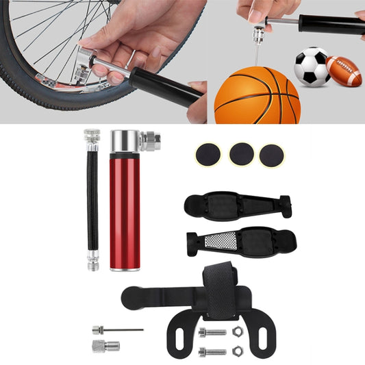 Manual Mini Portable Bicycle Aluminum Alloy Pump + Plastic glue-free tire patch + Tire lever (Red) - Bicycle Locks & Bicycle Pumps by PMC Jewellery | Online Shopping South Africa | PMC Jewellery | Buy Now Pay Later Mobicred