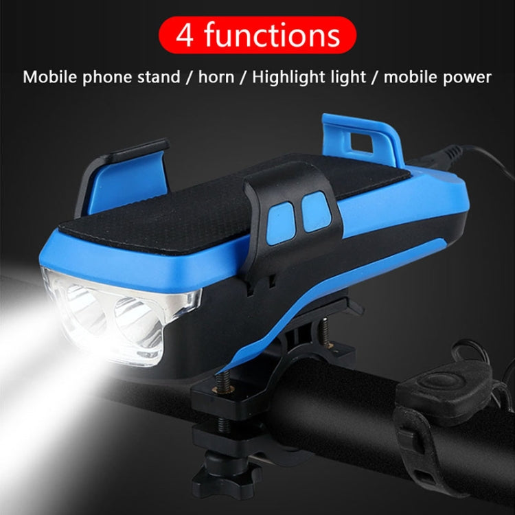 Multifunction 4  in 1 Phone Holder Bicycle Bell Cycling Lamp Flashlight(Blue) - Headlights by PMC TechLife | Online Shopping South Africa | PMC TechLife | Buy Now Pay Later Mobicred