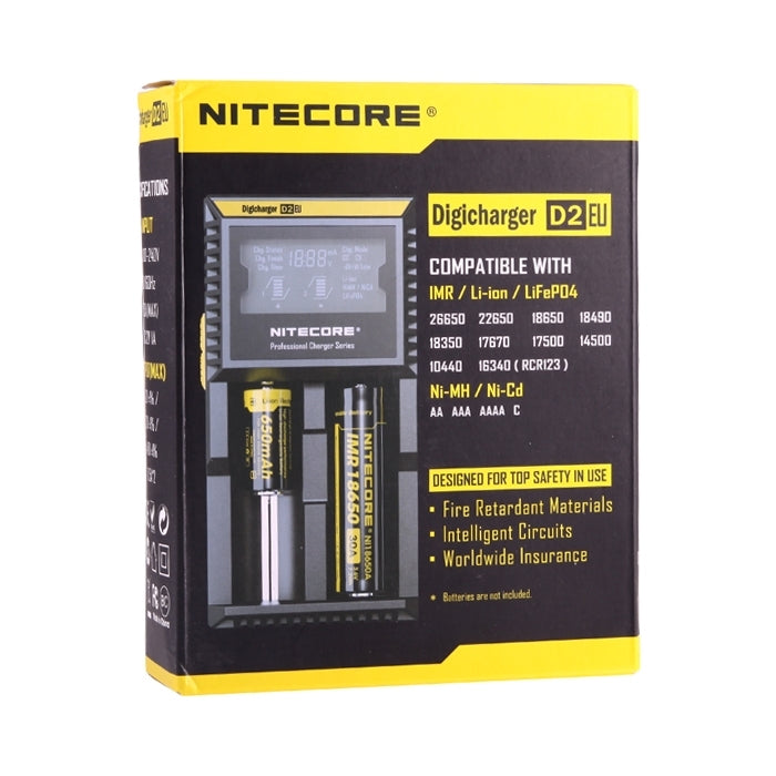 Nitecore D2 Intelligent Digi Smart Charger with LED Indicator for 14500, 16340 (RCR123), 18650, 22650, 26650, Ni-MH and Ni-Cd (AA, AAA) Battery - Charger & Converter by PMC Jewellery | Online Shopping South Africa | PMC Jewellery | Buy Now Pay Later Mobicred