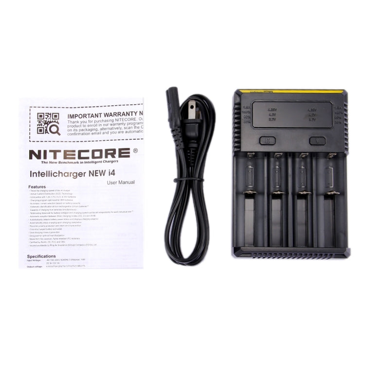 Nitecore NEW i4 Intelligent Digi Smart Charger with LED Indicator for 14500, 16340 (RCR123), 18650, 22650, 26650, Ni-MH and Ni-Cd (AA, AAA) Battery - Charger & Converter by PMC Jewellery | Online Shopping South Africa | PMC Jewellery | Buy Now Pay Later Mobicred