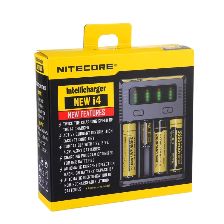 Nitecore NEW i4 Intelligent Digi Smart Charger with LED Indicator for 14500, 16340 (RCR123), 18650, 22650, 26650, Ni-MH and Ni-Cd (AA, AAA) Battery - Charger & Converter by PMC Jewellery | Online Shopping South Africa | PMC Jewellery | Buy Now Pay Later Mobicred