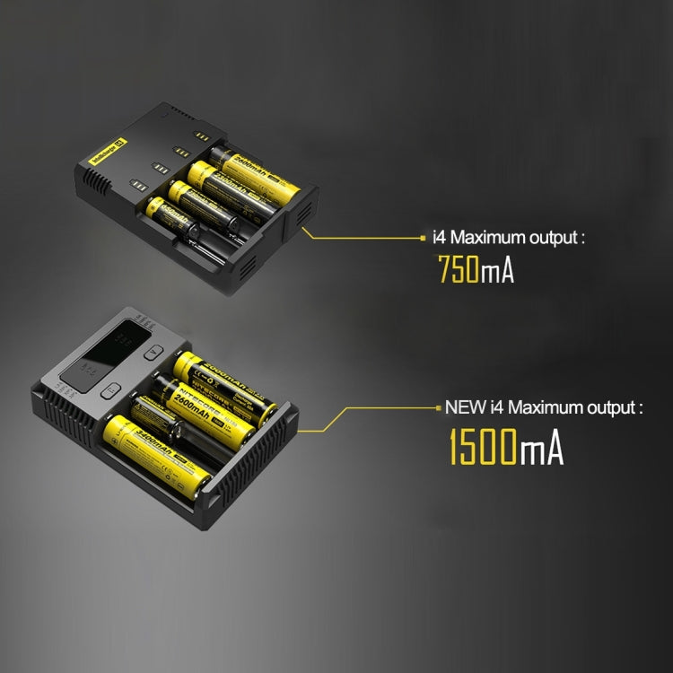 Nitecore NEW i4 Intelligent Digi Smart Charger with LED Indicator for 14500, 16340 (RCR123), 18650, 22650, 26650, Ni-MH and Ni-Cd (AA, AAA) Battery - Charger & Converter by PMC Jewellery | Online Shopping South Africa | PMC Jewellery | Buy Now Pay Later Mobicred