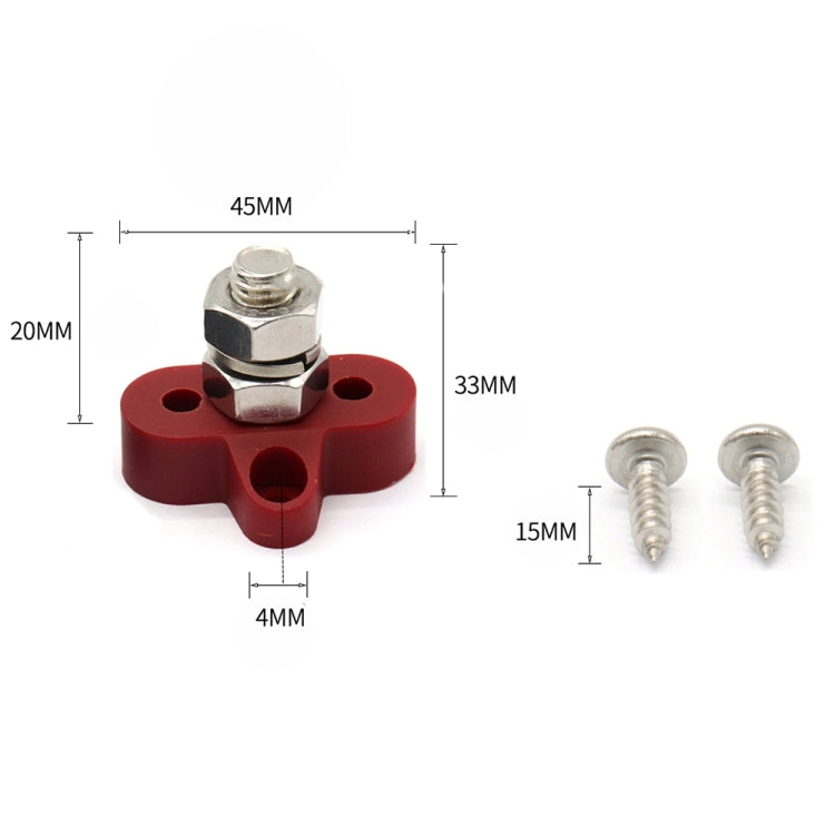 Single Heavy-Duty Terminal Studs Red M10 Bus Bar for Car / RV / Boat - Booster Cable & Clip by PMC TechLife | Online Shopping South Africa | PMC TechLife | Buy Now Pay Later Mobicred