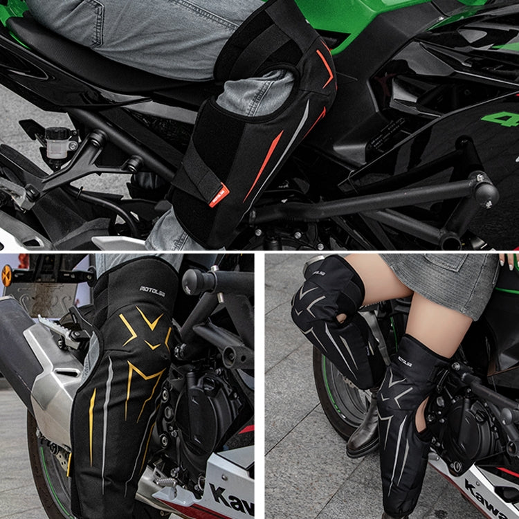 MOTOLSG 2 in 1 Knee Pads Motorcycle Bicycle Riding Warm Fleece Soft Protective Gear with CE Protector (Black Yellow) - Protective Gear by MOTOLSG | Online Shopping South Africa | PMC Jewellery | Buy Now Pay Later Mobicred