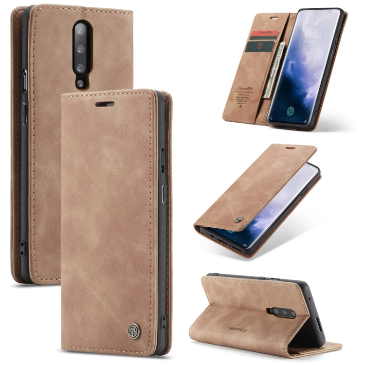 CaseMe-013 Multifunctional Retro Frosted Horizontal Flip Leather Case for OnePlus 7 Pro, with Card Slot & Holder & Zipper Wallet & Photo Frame(Brown) - OnePlus Cases by CaseMe | Online Shopping South Africa | PMC Jewellery | Buy Now Pay Later Mobicred