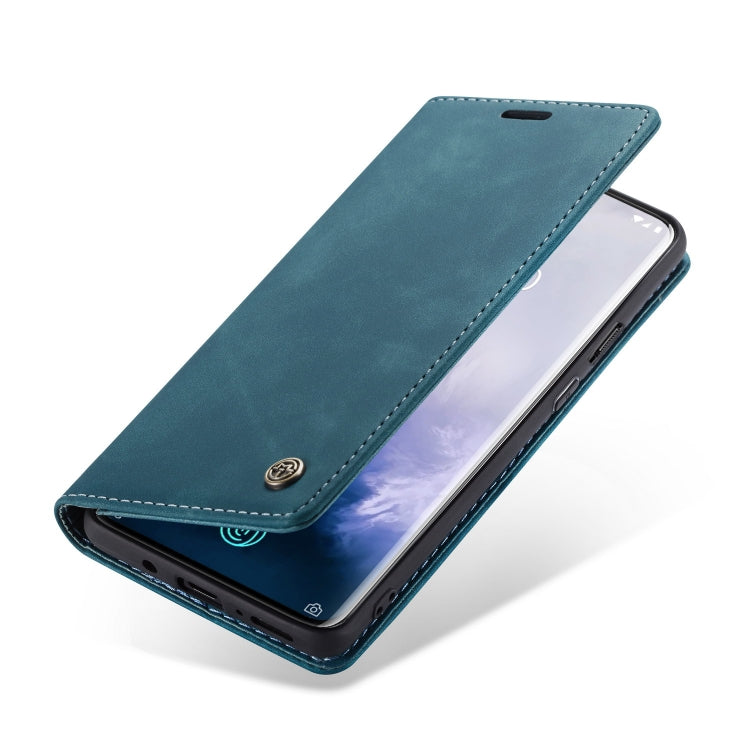 CaseMe-013 Multifunctional Retro Frosted Horizontal Flip Leather Case for OnePlus 7 Pro, with Card Slot & Holder & Zipper Wallet & Photo Frame(Blue) - OnePlus Cases by CaseMe | Online Shopping South Africa | PMC Jewellery | Buy Now Pay Later Mobicred