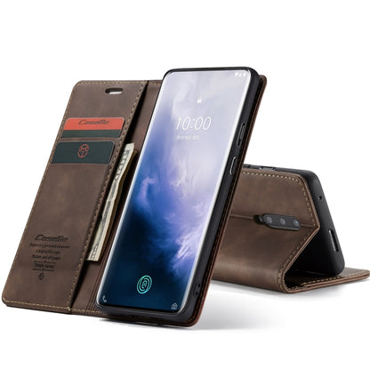 CaseMe-013 Multifunctional Retro Frosted Horizontal Flip Leather Case for OnePlus 7 Pro, with Card Slot & Holder & Zipper Wallet & Photo Frame(Coffee) - OnePlus Cases by CaseMe | Online Shopping South Africa | PMC Jewellery | Buy Now Pay Later Mobicred