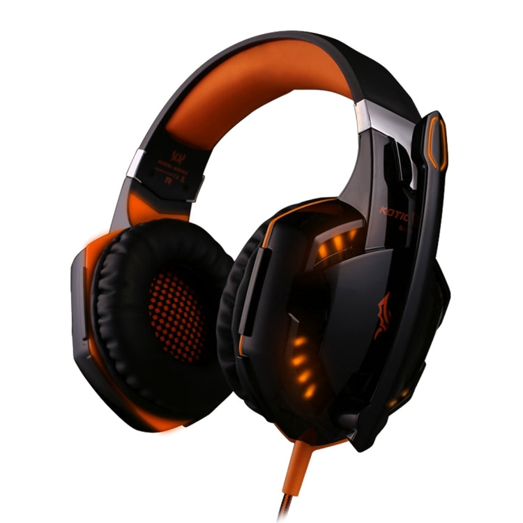 KOTION EACH G2000 Over-ear Game Gaming Headphone Headset Earphone Headband with Mic Stereo Bass LED Light for PC Gamer,Cable Length: About 2.2m(Orange + Black) - Multimedia Headset by KOTION EACH | Online Shopping South Africa | PMC Jewellery | Buy Now Pay Later Mobicred