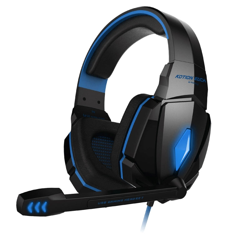 KOTION EACH G4000 Stereo Gaming Headphone Headset Headband with Mic Volume Control LED Light for PC Gamer,Cable Length: About 2.2m(Blue + Black) - Multimedia Headset by KOTION EACH | Online Shopping South Africa | PMC Jewellery | Buy Now Pay Later Mobicred