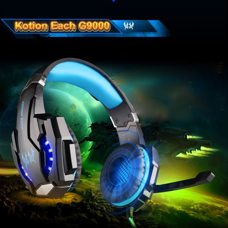 KOTION EACH G9000 3.5mm Game Gaming Headphone Headset Earphone Headband with Microphone LED Light for Laptop / Tablet / Mobile Phones,Cable Length: About 2.2m(Black Blue) - Multimedia Headset by KOTION EACH | Online Shopping South Africa | PMC Jewellery | Buy Now Pay Later Mobicred