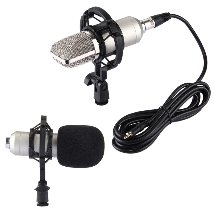 FIFINE F-700 Professional Condenser Sound Recording Microphone with Shock Mount for Studio Radio Broadcasting & Live Boardcast, 3.5mm Earphone Port, Cable Length: 2.5m(Silver) - Microphone by PMC Jewellery | Online Shopping South Africa | PMC Jewellery | Buy Now Pay Later Mobicred