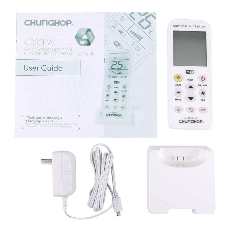 CHUNGHOP K-380EW WiFi Smart Universal LCD Air-Conditioner Remote Control with Holder, Support 2G / 3G / 4G / WiFi Network(White) - Air-Conditioner by CHUNGHOP | Online Shopping South Africa | PMC Jewellery | Buy Now Pay Later Mobicred