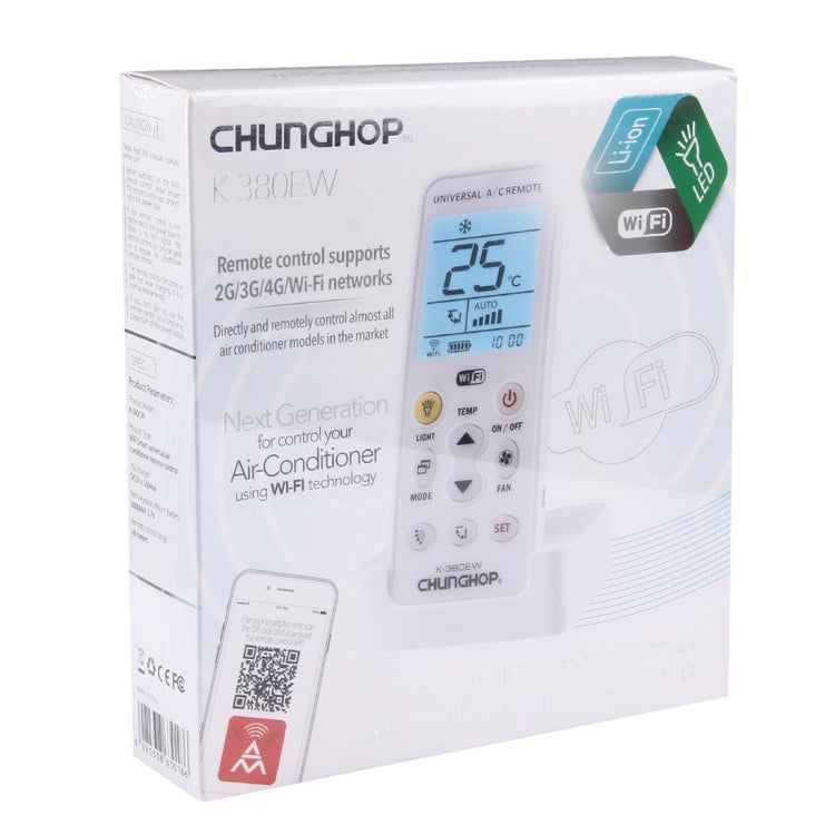 CHUNGHOP K-380EW WiFi Smart Universal LCD Air-Conditioner Remote Control with Holder, Support 2G / 3G / 4G / WiFi Network(White) - Air-Conditioner by CHUNGHOP | Online Shopping South Africa | PMC Jewellery | Buy Now Pay Later Mobicred