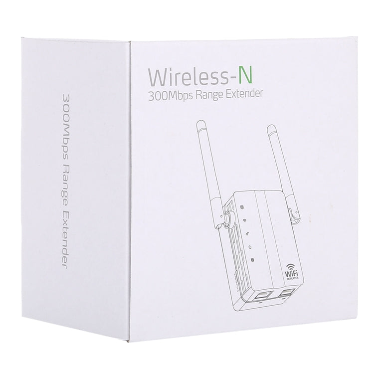 300Mbps Wireless-N Range Extender WiFi Repeater Signal Booster Network Router with 2 External Antenna, EU Plug(Black) - Broadband Amplifiers by PMC Jewellery | Online Shopping South Africa | PMC Jewellery | Buy Now Pay Later Mobicred
