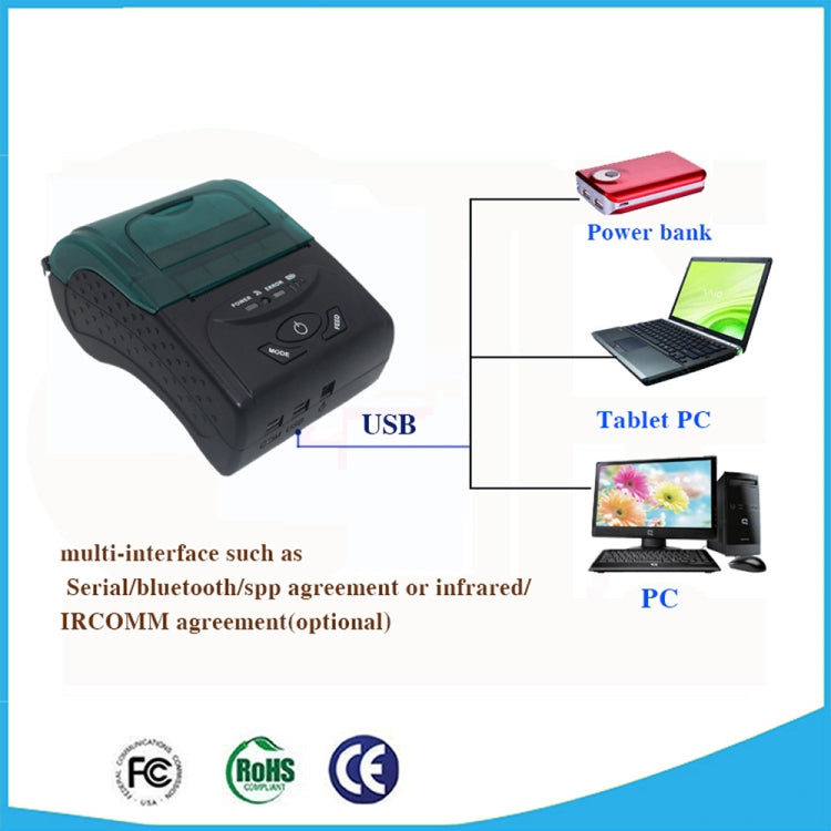 POS-5807 58mm Portable USB Port Thermal Bluetooth Ticket Printer, Max Supported Thermal Paper Size: 57x50mm - Printer by PMC Jewellery | Online Shopping South Africa | PMC Jewellery | Buy Now Pay Later Mobicred