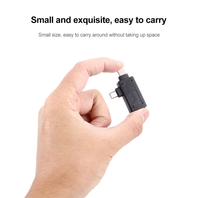 USB-C / Type-C Male + Micro USB Male to USB 2.0 Female Adapter(Black) - USB Adapter by PMC TechLife | Online Shopping South Africa | PMC TechLife