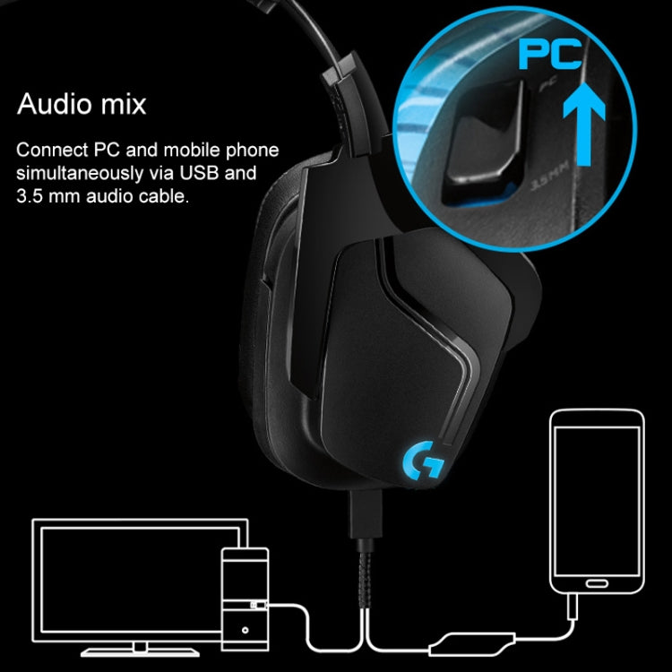 Logitech G633S Dolby 7.1 Surround Sound Stereo Colorful Lighting Noise Reduction Competition Gaming Wired Headset - Multimedia Headset by Logitech | Online Shopping South Africa | PMC Jewellery | Buy Now Pay Later Mobicred