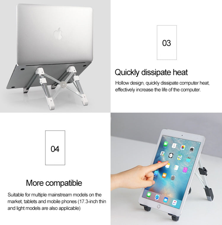 Aluminum Alloy Laptop Height Extender Holder Stand Folding Portable Computer Heat Dissipation Bracket, Size: 24.5x3.3x2.8cm (White) - MacBook Holder by PMC Jewellery | Online Shopping South Africa | PMC Jewellery | Buy Now Pay Later Mobicred